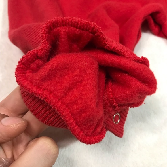 Vintage Little Me baby fleece lined cotton sweatshirt overalls red button snaps - Picture 5 of 8